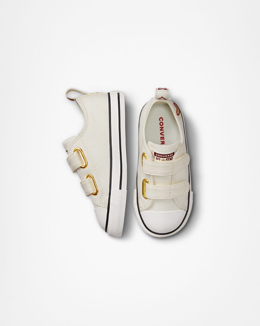 Girls' Converse Chuck Taylor All Star Easy-On Hearts Low Top Shoes White / Dark Red | AU 4E0C1G